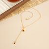 Maillard Style Tiger Eye Stone Pendant Y-shaped Thin Chain Sweater Necklace Women's Fashion Adjustable Rope Chain Daily Jewelry