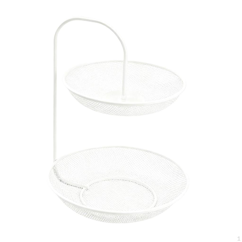 2-Tier Fruit Basket, Home Decor, Metal Wire, Non-Slip, Vegetable Mesh Bowl