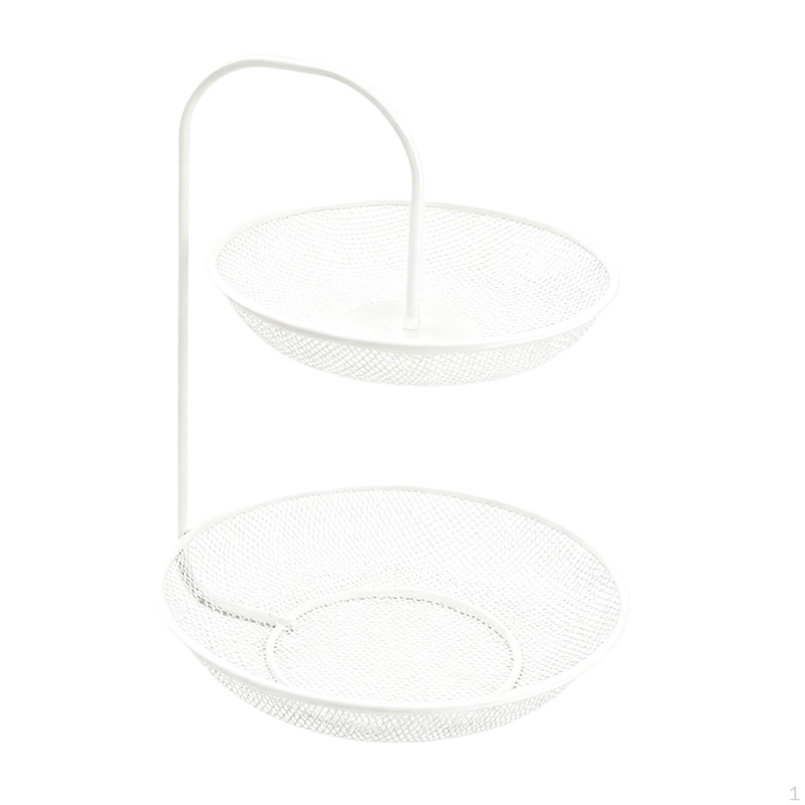 

2-Tier Fruit Basket, Home Decor, Metal Wire, Non-Slip, Vegetable Mesh Bowl
