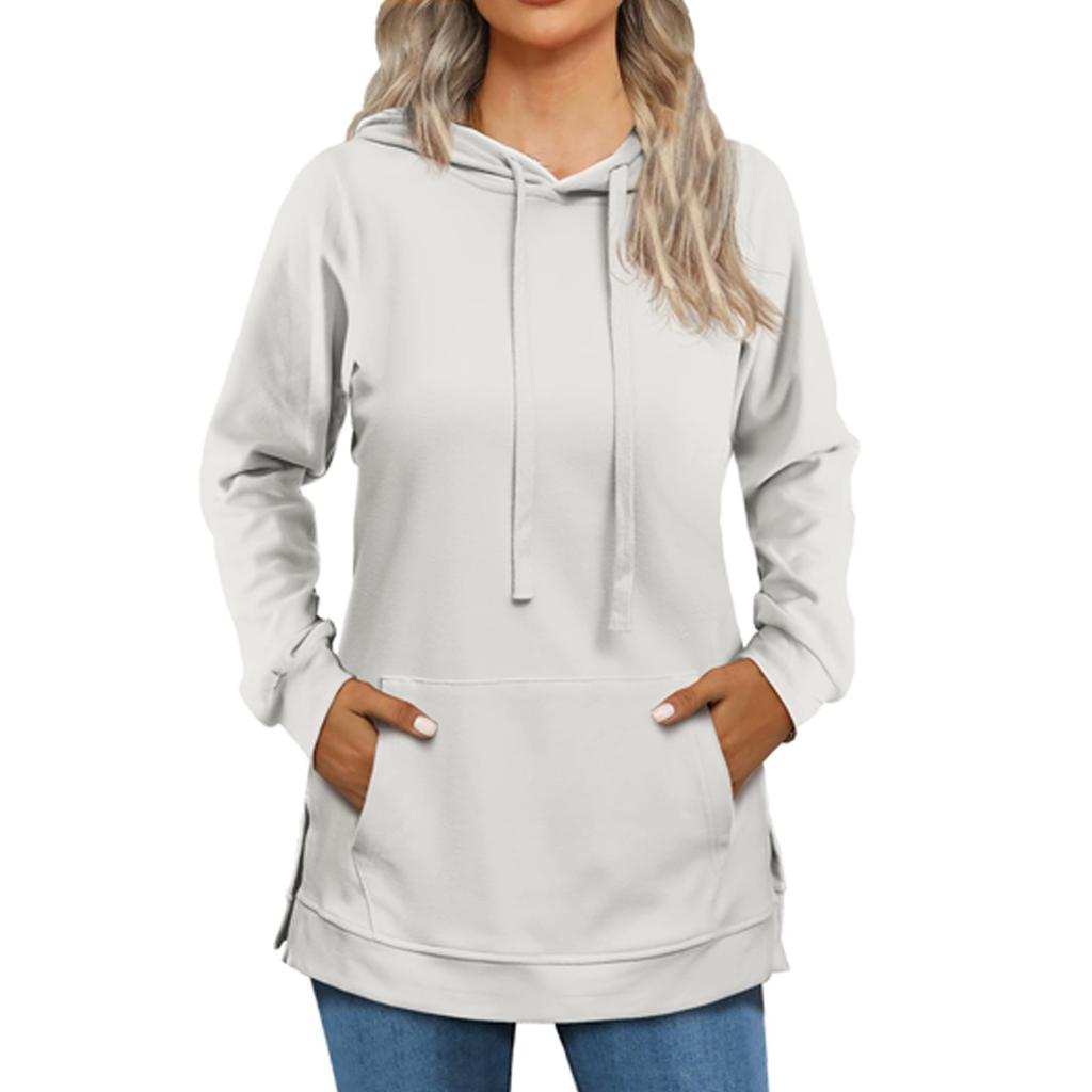 Women's Fashion Casual Long Sleeve Solid Color Hooded Top
