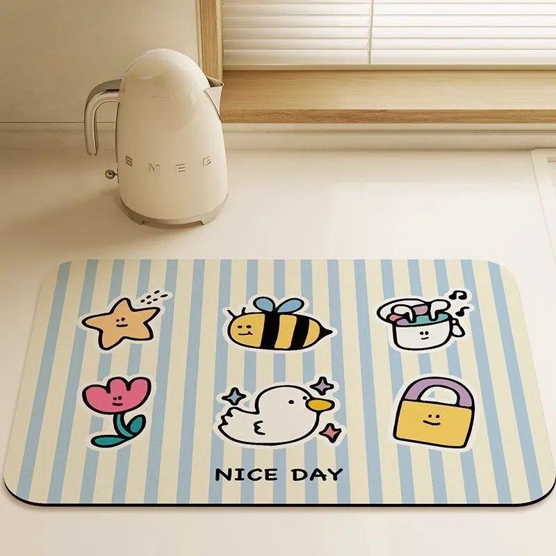

Washbasin Kitchen Sink Countertop Absorbent Mat Dining Mat Bowls Chopsticks Coffee Machine Bar Counter Anti Slip Drainage Mat 20x30cm