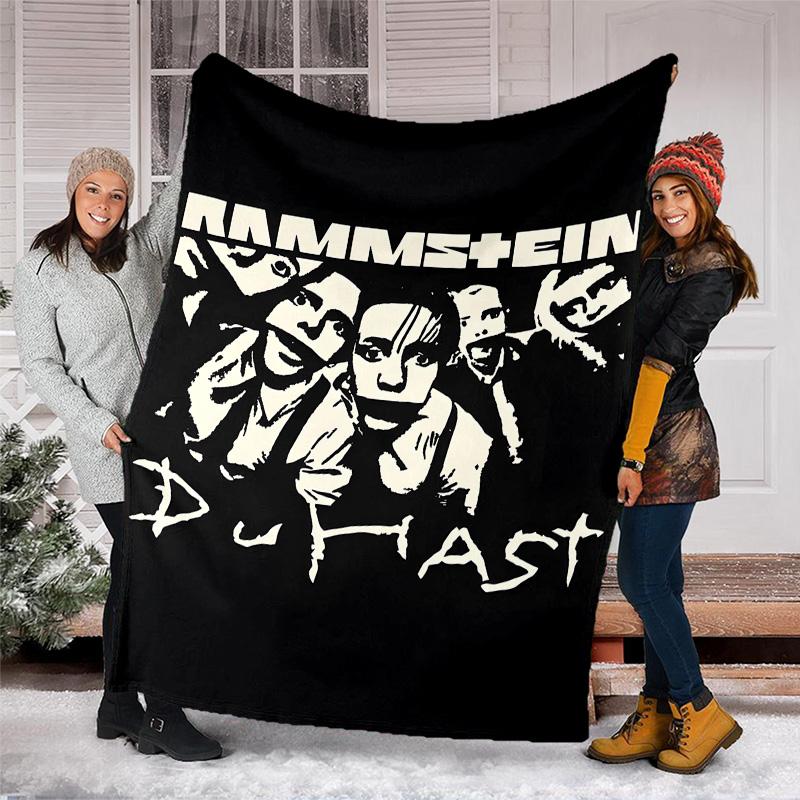 1pc Rammstein1 Theme Blanket - Digital Print, Polyester, Cozy for All Seasons, Perfect for Outdoor, Camping, and Travel