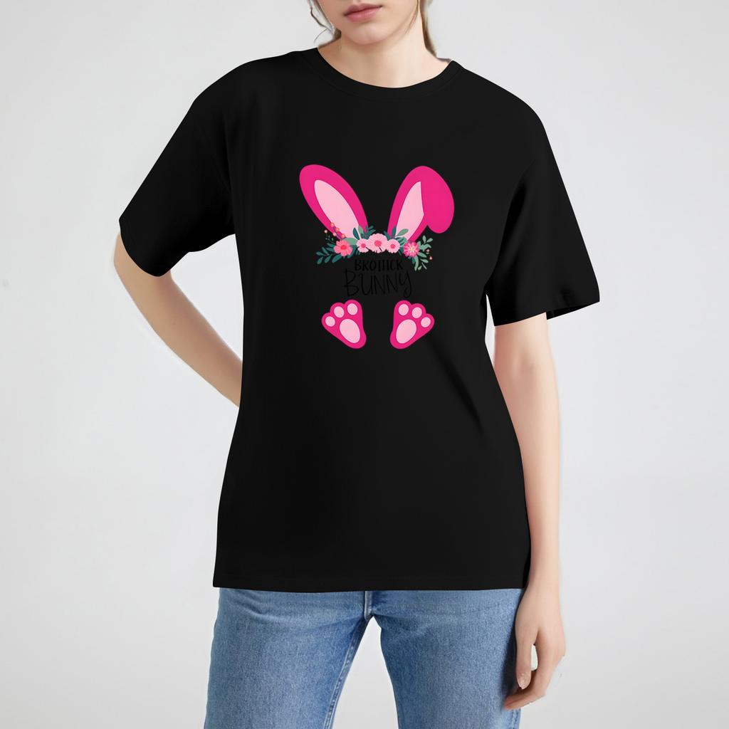 Women's Shirt Short Sleeve Easter Print T-shirt Loose Top