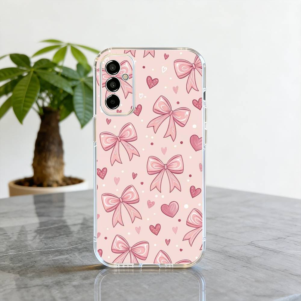 Bowknot  Phone Case For SamsungA10,12,20,21S,30,31,40,50,51,52,70,71 Transparent Cover