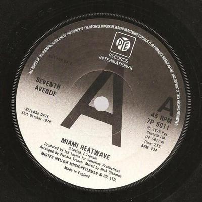 7inch Record SEVENTH AVENUE - Miami Heatwave 7P5011PROMO Pye Internation 1979 UK Soul/Funk Used