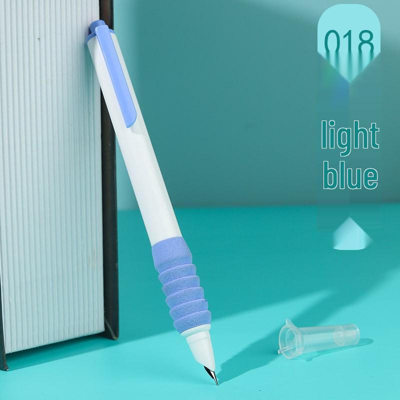 Refillable Ergonomic Fountain Pen for Students - Transparent Colored Plastic Design
