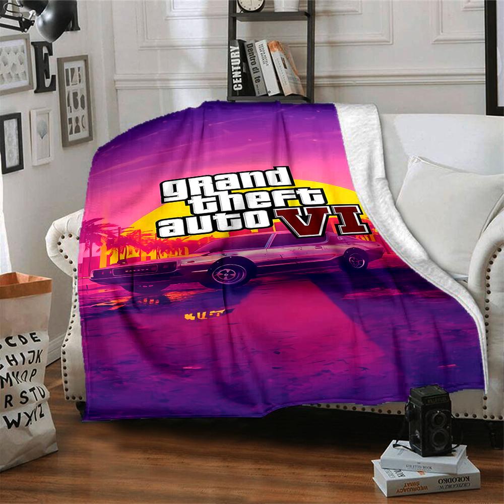 1 Stück Decke - Spiel Grand Theft Auto Aufdruckdesign,Leichte Decke für Sofa,Bett - Weich & Warm,Geschenk für Alle Jahreszeiten