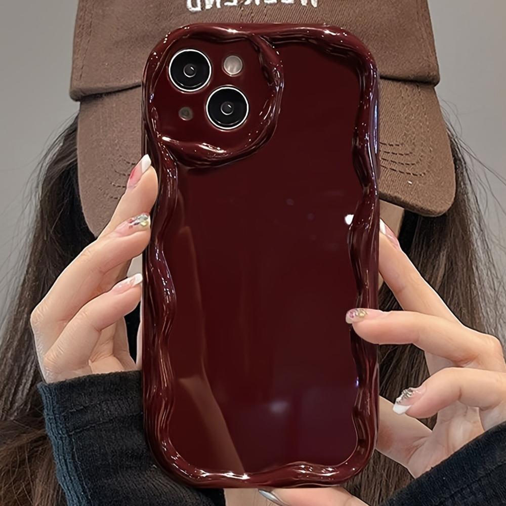 TPU Cremefarbene Handyhülle mit welligem Rand für 17 16 15 14 13 12 11 Pro Max Plus 16E 17E Stoßfester Silikon-Stoßfänger Rückseite Hülle iPhone 12 Pro Max