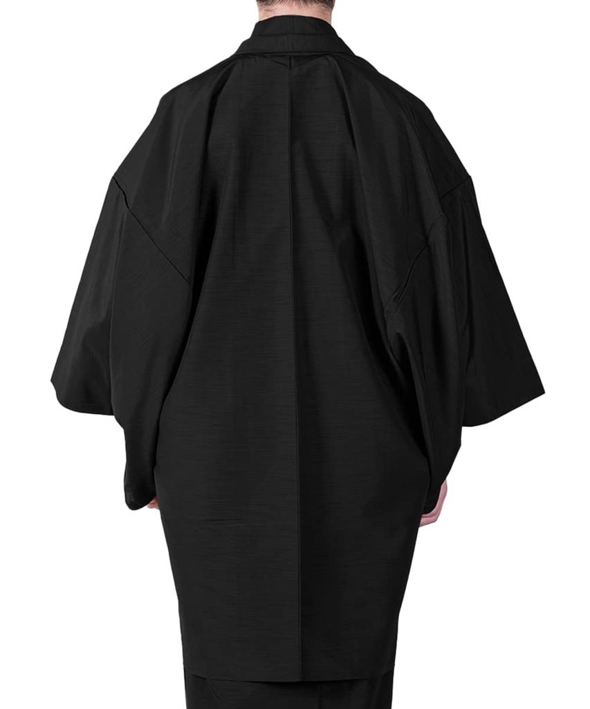 Washable Tsumugi Single [KYOETSU] Haori, Plain, Fabric, Piece, Men's (M, Black)