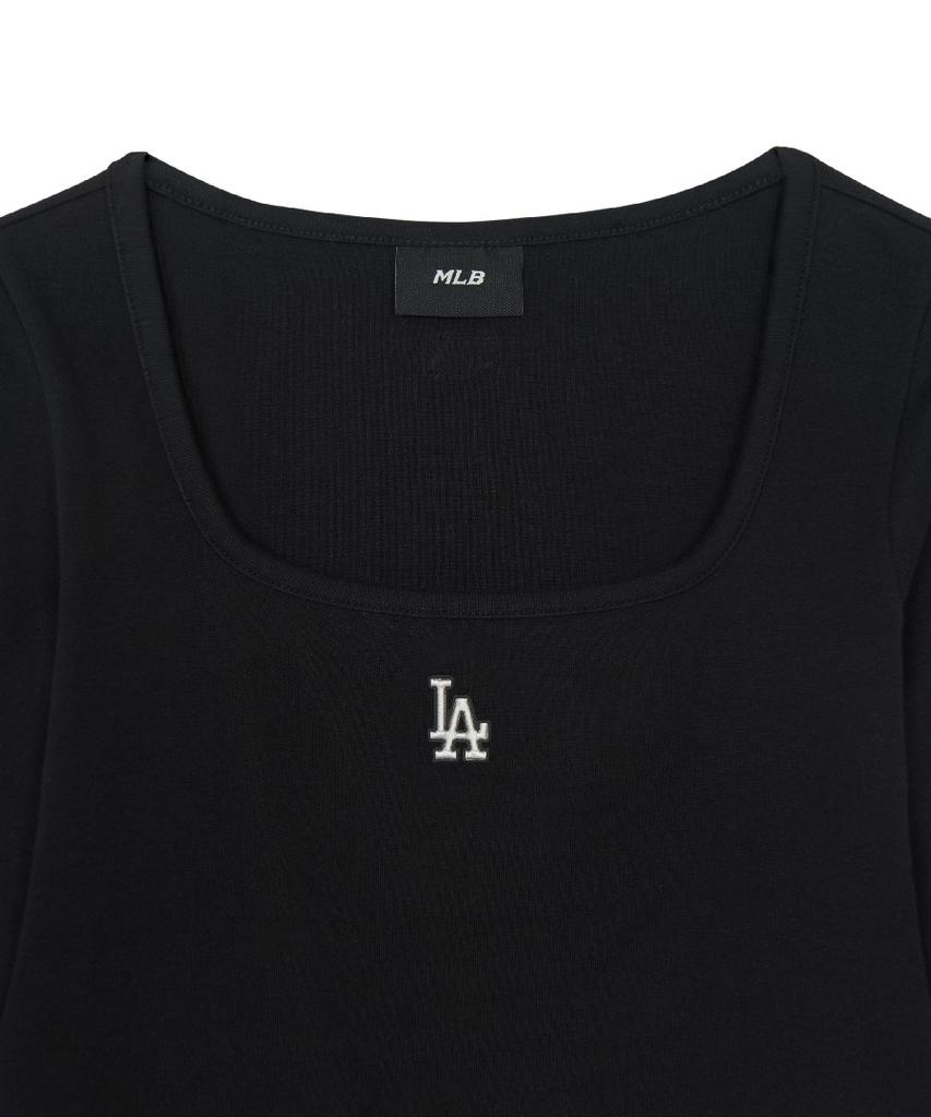 Emelbi Women'S Basic Slim Semi-Crop Square Neck Long Sleeve T-Shirt La (Black)