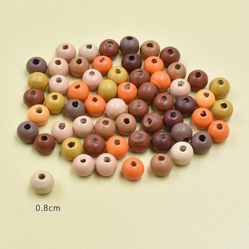 

100pcs 8-12mm Assorted Color Wooden Beads Round Brown Wood Bead Round Wooden Spacer Beads for DIY Crafts Jewelry Making