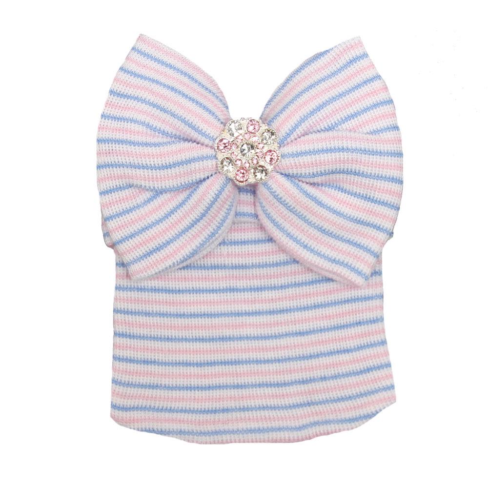 Cute Kawaii Bow Newborn Hat Baby Hats Nursery Hospital Beanie Cap Solid Color Striped Infant Hat Soft Turban Hats for Baby Girls