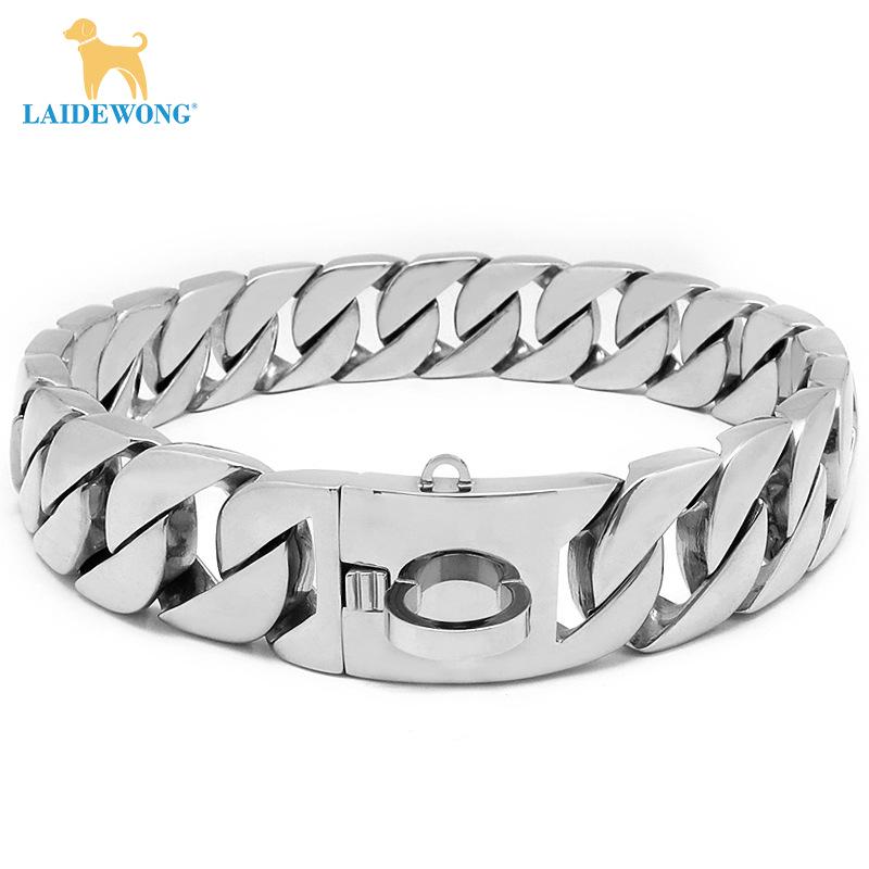 32mm Stainless Steel Dog Collar for Large Fierce Dogs 35 cm серебряный