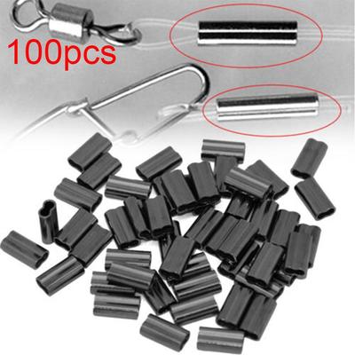 100pcs 8/10mm Portable Connector High Quality Stainless Steel Line Crimping Sleeves Double Copper Tube Fishing Wire Tube
