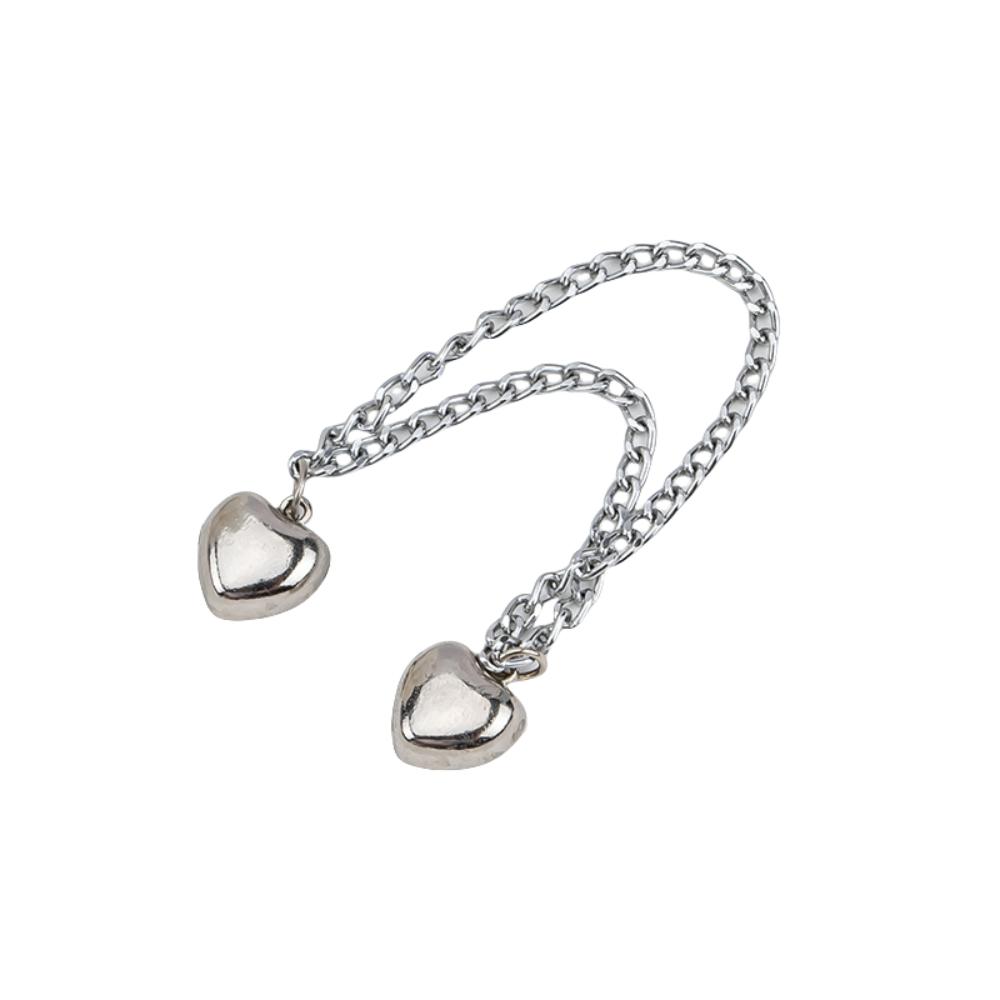 

Button Shorten Trouser Clip Metal Leg Cuff Fixing Pin Fashion Tassel Chain Cuff-link Jeans Silver Heart