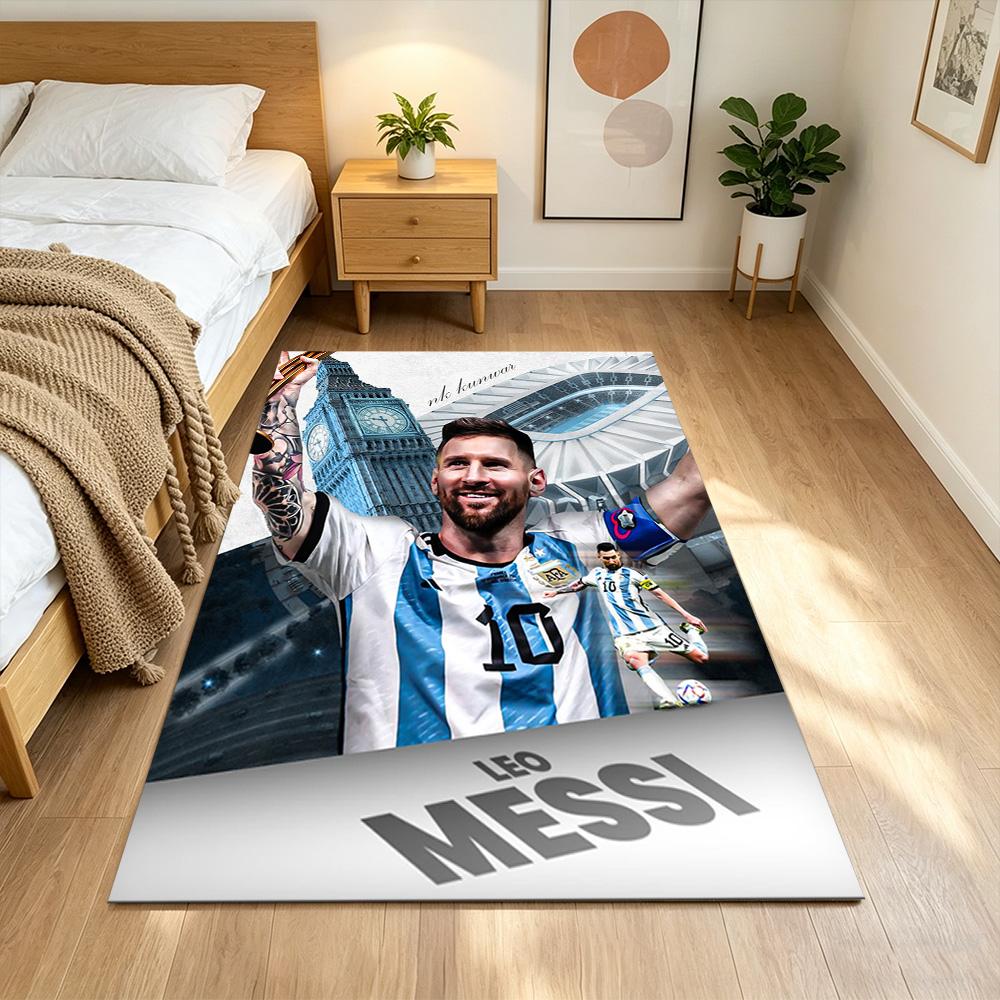 Football Messi Floor Mat Suitable for Kitchen Entryway Hallway Dormitory Anti-slip Rug Decorate Offices Luxury Gift for Birthday, Christmas, Wedding