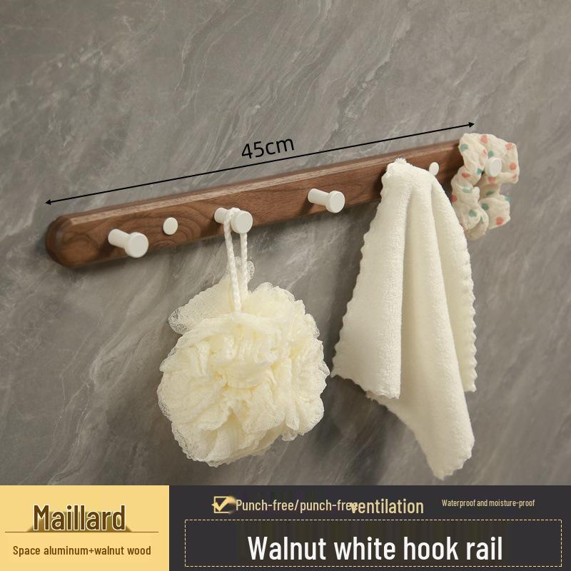 Walnut Wall-Mounted Hook for Clothes & Hats, No-Punch Installation for Door Back or Entrance Hall