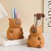 1 Piece Cute Capybara Pen Holder and Makeup Brush Organizer, Fun Design Rubber Desktop Decoration with Multiple Compartments for Office Supplies,