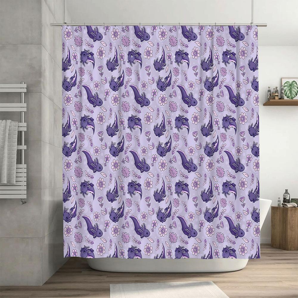 Floral Shower Curtain Set Waterproof Vintage Flower Pattern Bathroom Decor Fabric Curtain Liner Backdrop Farmhouse Style