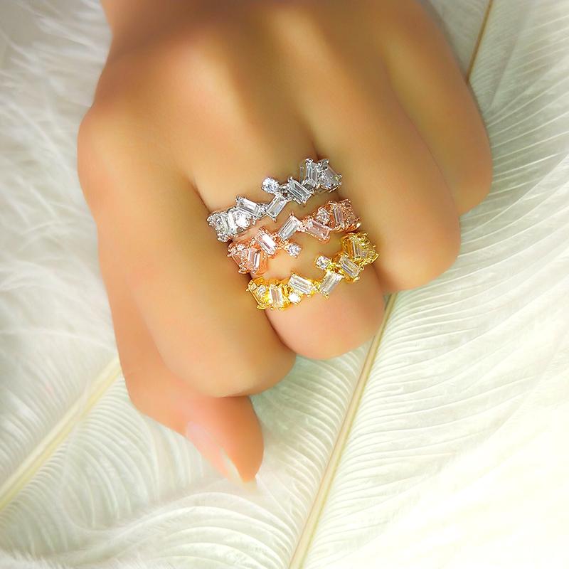 ZAKOL Classic Geometric AAA Cubic Zirconia Adjustable Open Rings Shiny Crystal CZ Engagement Wedding Ring Accessories
