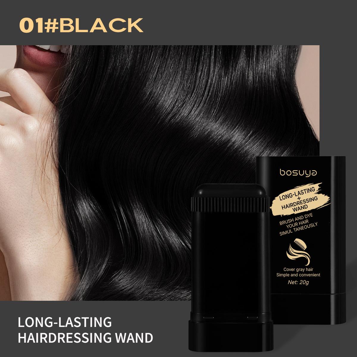 

Bosuya Hair Color Stick, One Touch Gray Hair Coverage, Portable Black Hair Dye Cream Stick 1
