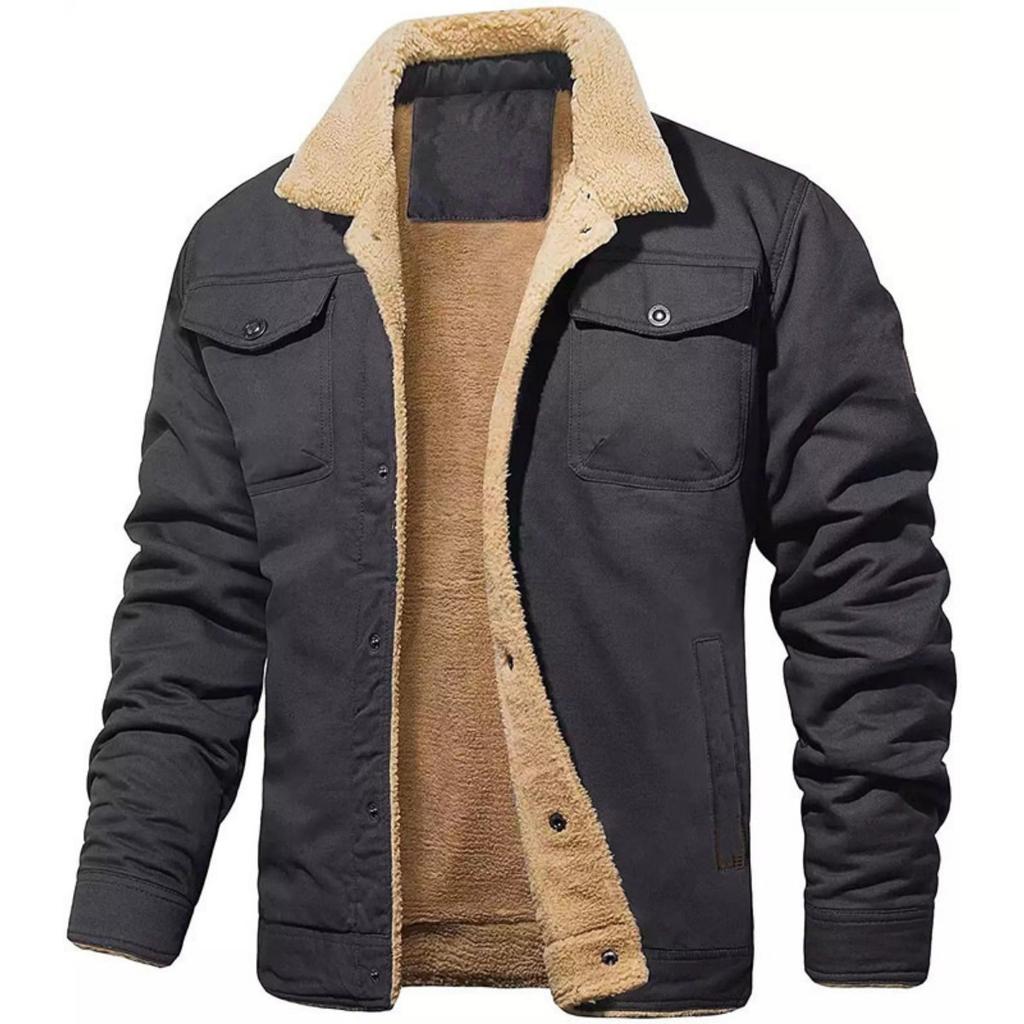 Men's Fall/winter Men's Fleece-lined Cotton Workwear Casual Jacket Coat Men's Cotton Overcoat