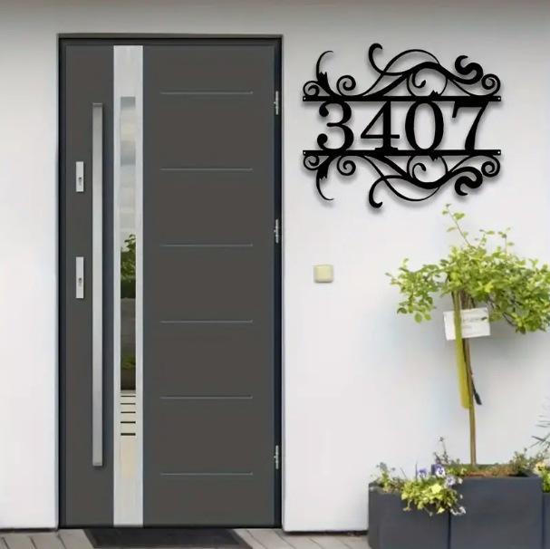 Personalized Durable Metal Address Sign: Name & Number Outdoor Wall Art
