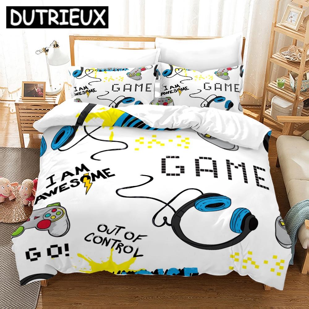 Creative Gamer Gamepad Pattern Bedding Set Bed Linen Cartoon Duvet Cover Set With Pillowcase Twin Full Queen King Bedclothes