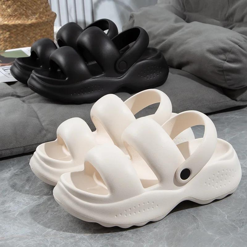 Fashion Women White Chunky Platform Sandals Women Summer 2025 Soft Non Slip Beach Shoes Woman Fashion Thick Bottom Eva Sandalias Mujer