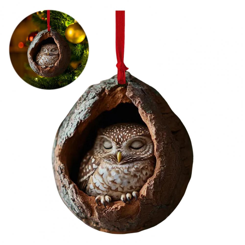 Stylish Rustic Christmas Ornaments Oval Shape Holiday Decorations Christmas Forest Ornaments Cartoon for Tree for Festive
