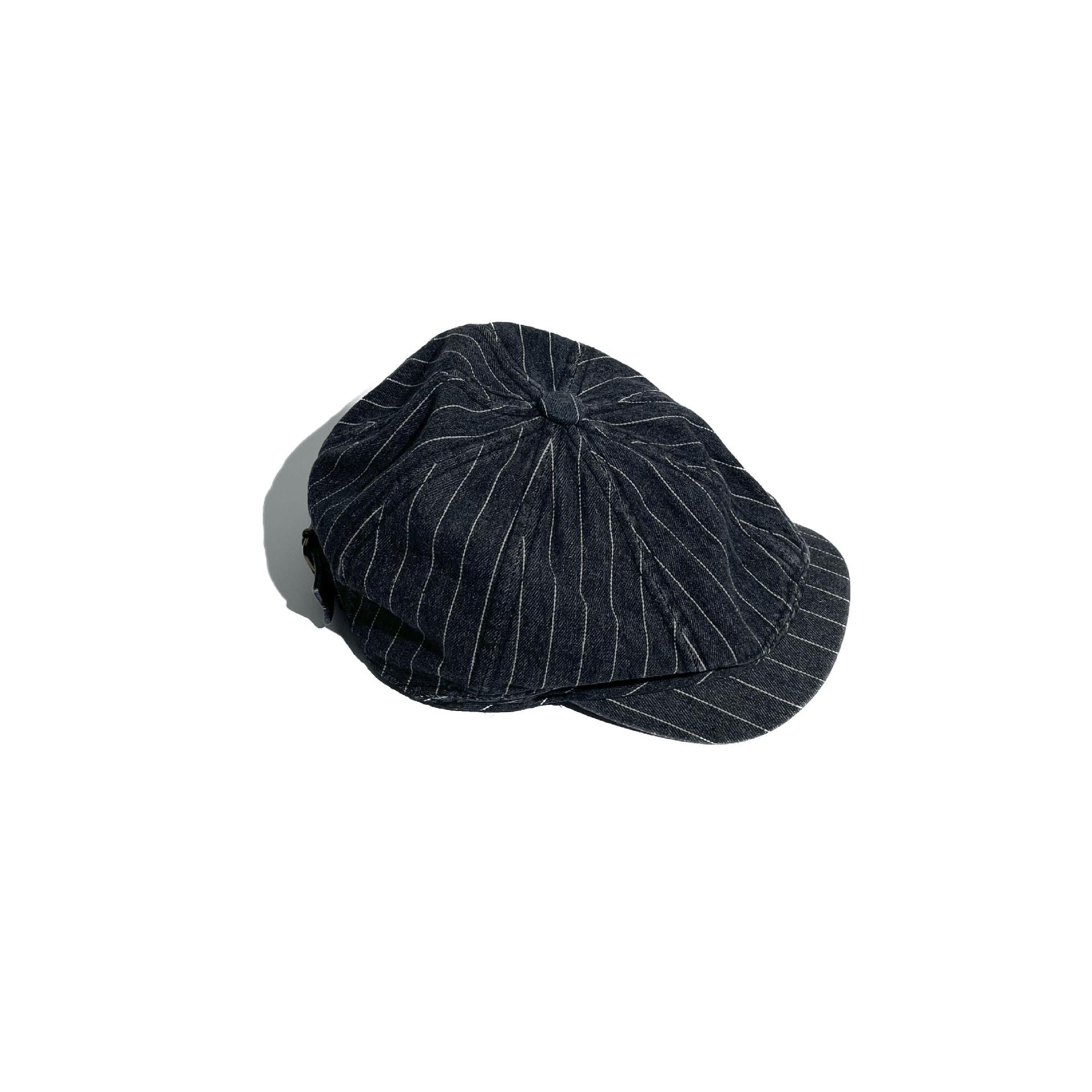 

Japanese Retro Washed Striped Denim Forward Hat Men s and Women s Spring and Autumn Outdoor Sunshade Newsboy Caps Gorras 56-58 cm чорний