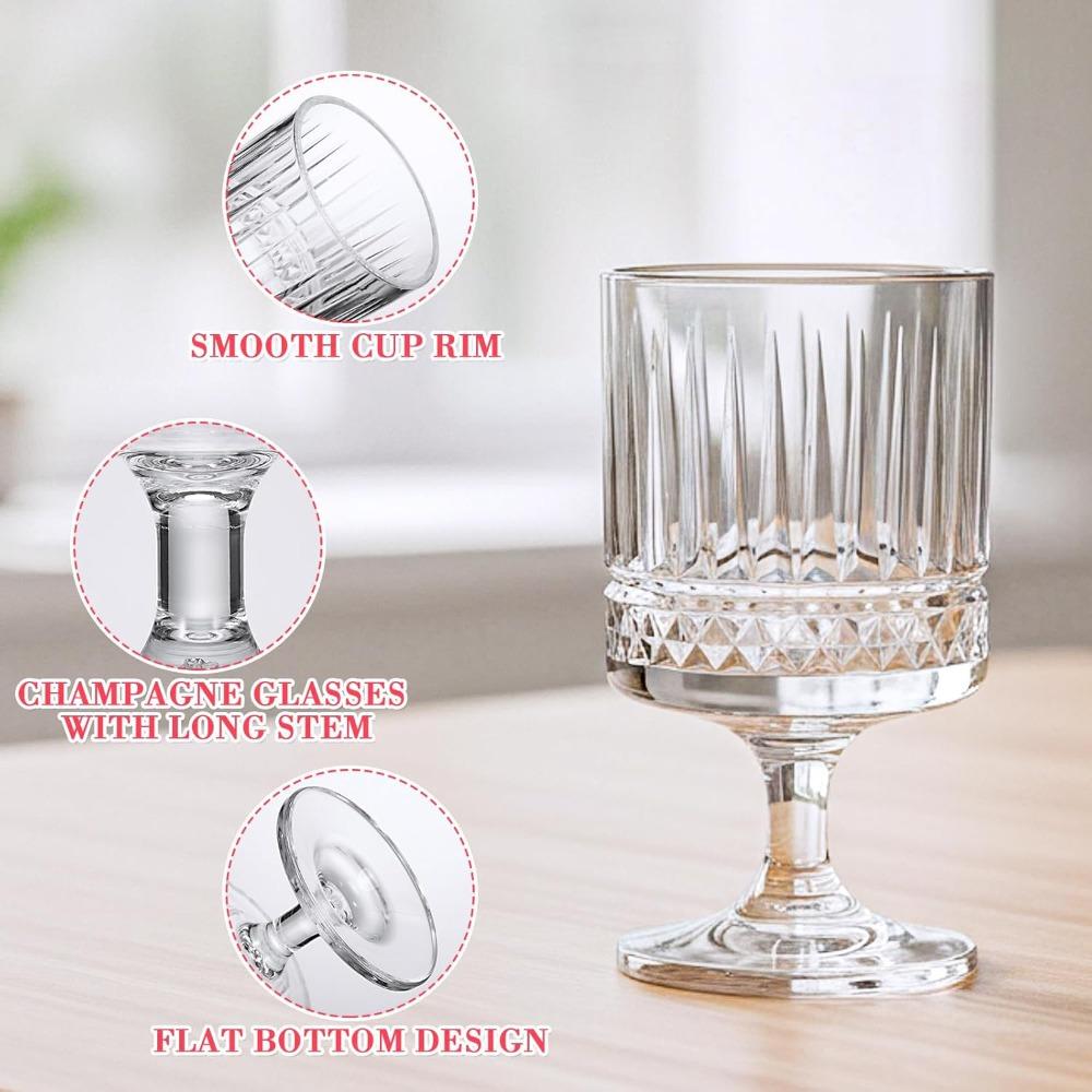 6pcs Mini Vintage Goblet Glasses Small Water Goblets Clear Wine Cups Bulk Cocktail Glasses for Wedding Dining Birthday Guest Gift