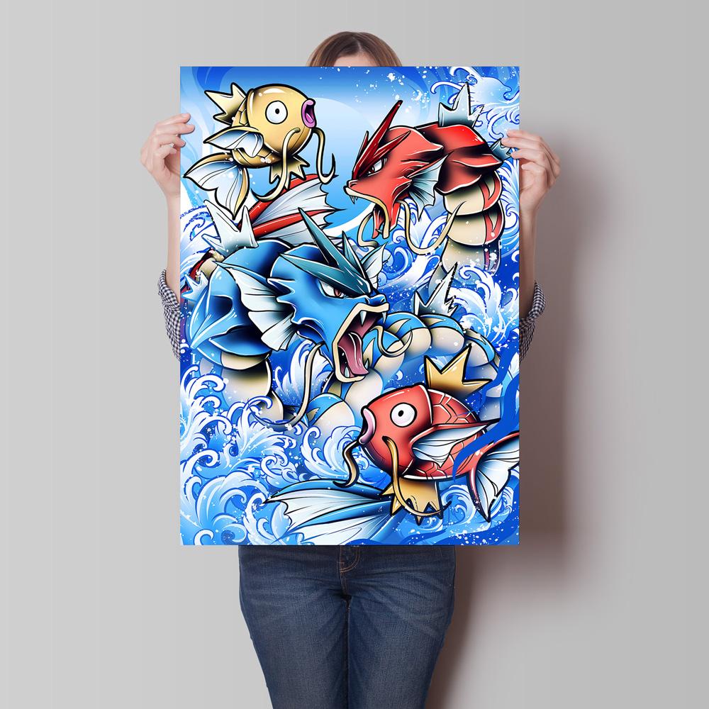 Print on Canvas Pokemon Eeveelution Family Hd Printing Oil Painting with Exquisite Details Home Children's Bedroom Decoration