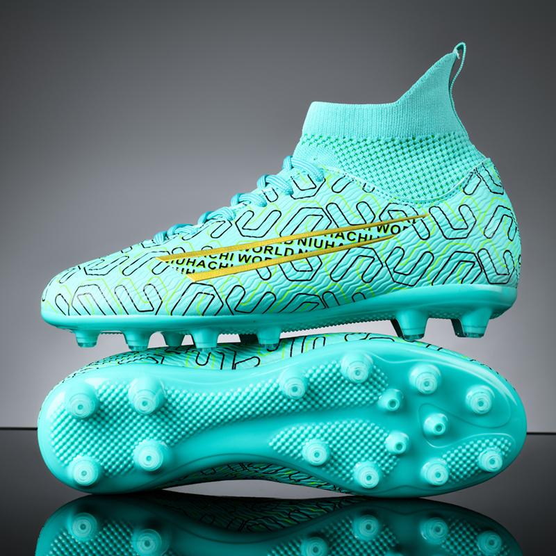 

Нові чоловічі високі футбольні бутси FG/TF Високоякісні дитячі футбольні бутси Протиковзкі кросівки для тренувань на відкритому повітрі Кросівки 2024 р. Розмір 33-46 35 світло-синій колір