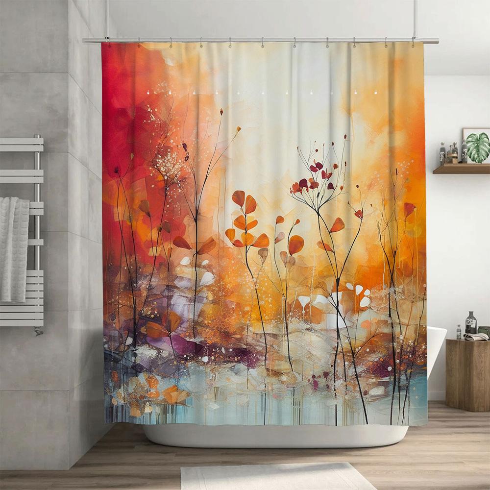 Vibrant Floral Bath Shower Curtain Soft Fabric, Waterproof Design for Bathroom Decorations in Multiple Colors
