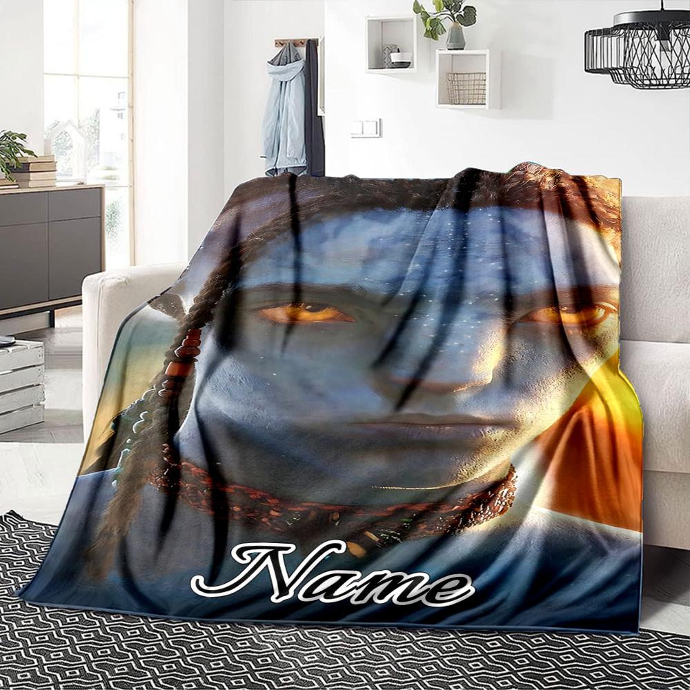 Custom Name Avatar Blue Beauty Party Blanket For Couch Bed Plush Cozy Fuzzy Blanket Super Soft Warm Blankets For Fall And Winter 0916282