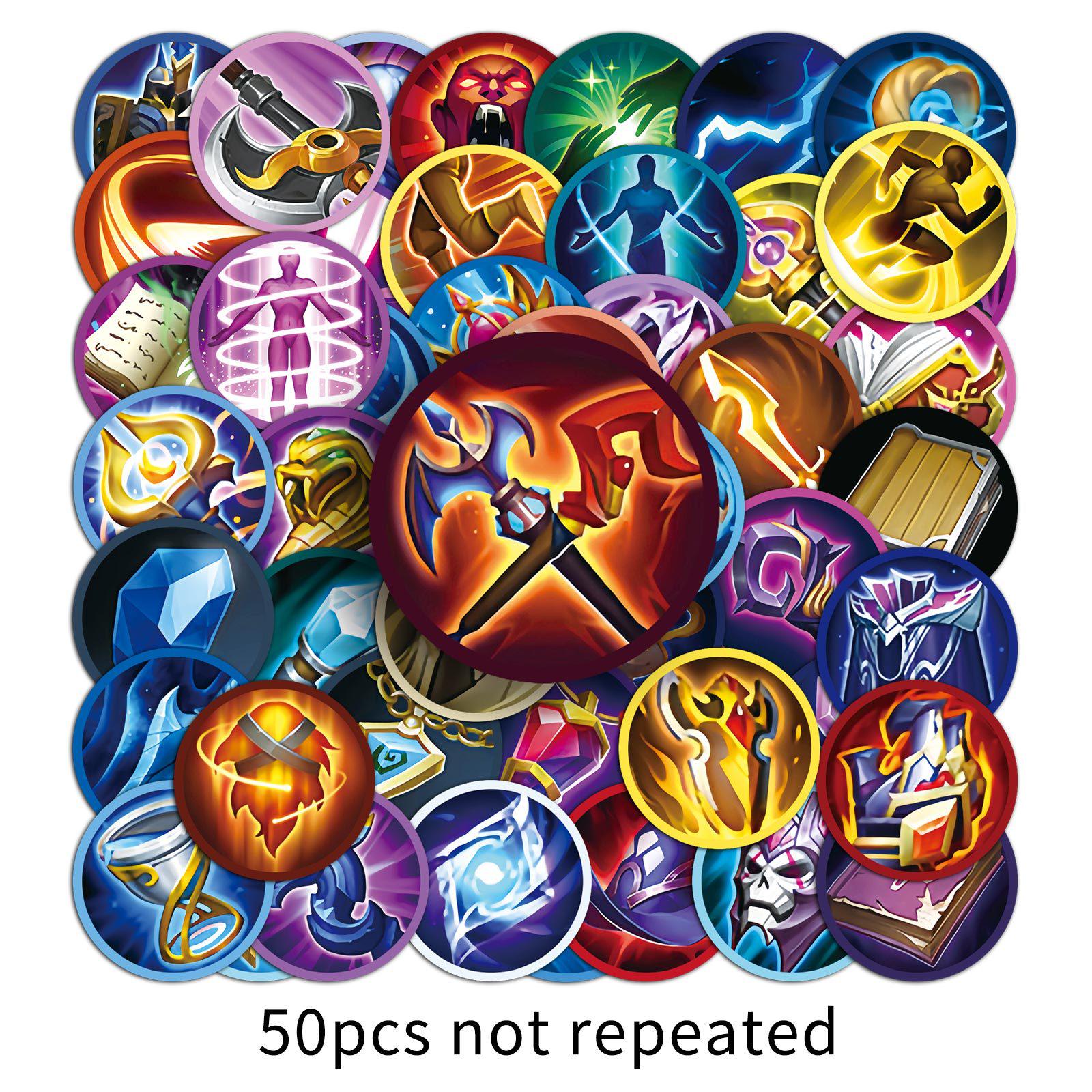 50 Cartoon Skill Icon Stickers: Honor of Kings Game for Phones, Laptops, and Storage Boxes