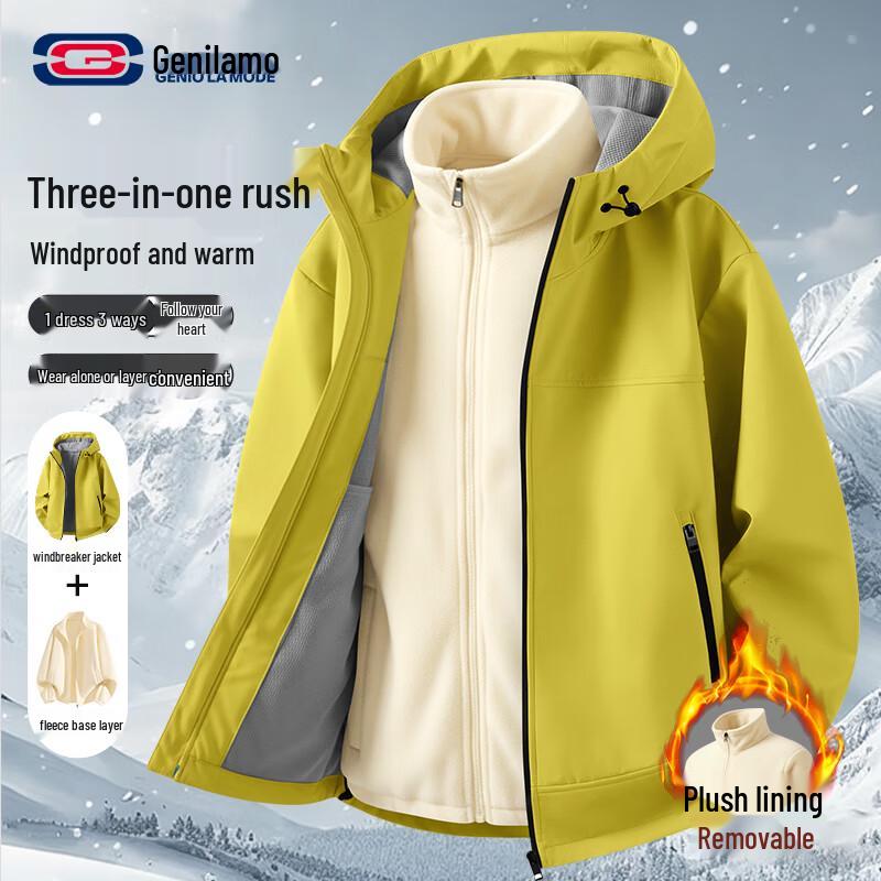 GENIOLAMODE Men s Softshell Hooded Fleece Lined Jacket L