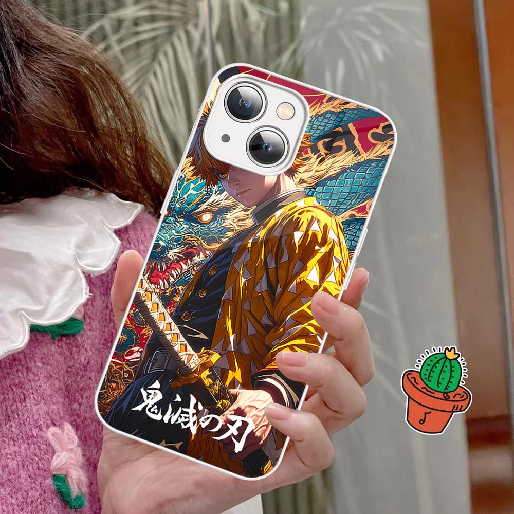 Demon Slayer Phone Case Tempered Glass For Iphone 14 13 12 11 Pro Mini XS MAX 14Plus X XS XR Fundas