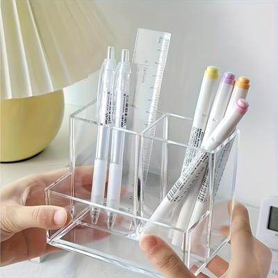Transparenter 3-Fächer-Stiftehalter Acryl Schreibtisch-Organizer Stifte Bleistifte Marker Desktop-Aufbewahrungsbox für Büro Schulbedarf