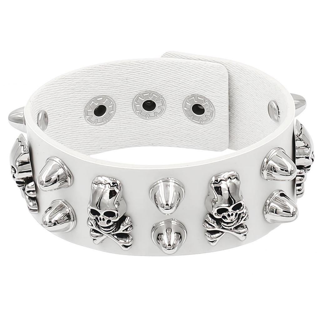 European & American Multi-layer Leather Skull Rivet Punk Bracelet