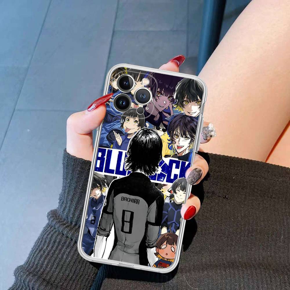 Football Anime B-Blue L-Lock Transparent Soft Phone Case For IPhone 15 12 14 16 17 13 Plus 11 Pro Max 13 Pro