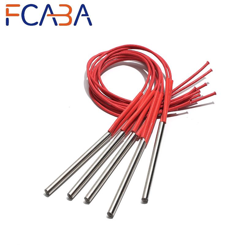 FCABA 10PCS 6mm 120~135mm 201SUS Single Head Dual Heating Tube 110V/220V/380V 200W Cartridge Heater Electric Resistance Element