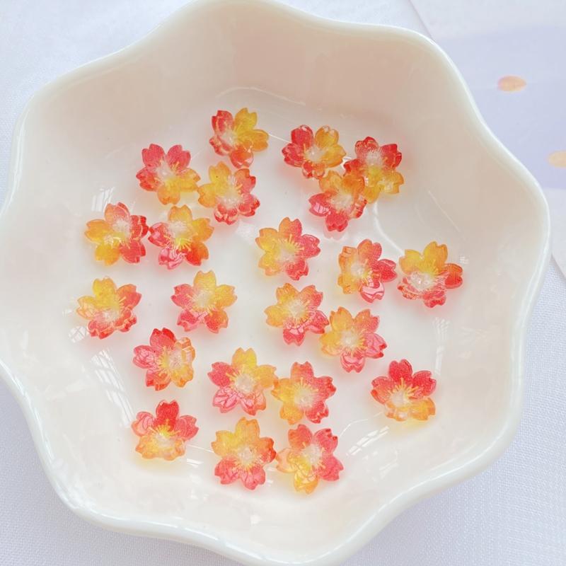 20Pcs New Cute Resin Mini Transparent Colored Flowers Series Flat Back Parts Embellishments For Hair Bows Accessories