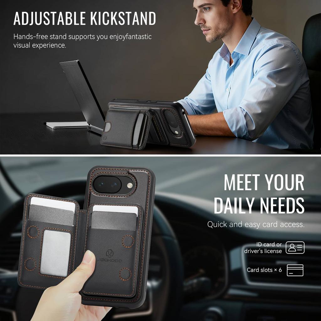 For Google Pixel 10A Case Wallet with Magnetic, RFID Blocking Magnetic Card Holder 2 In 1 Detachable Kickstand Shockproof Case