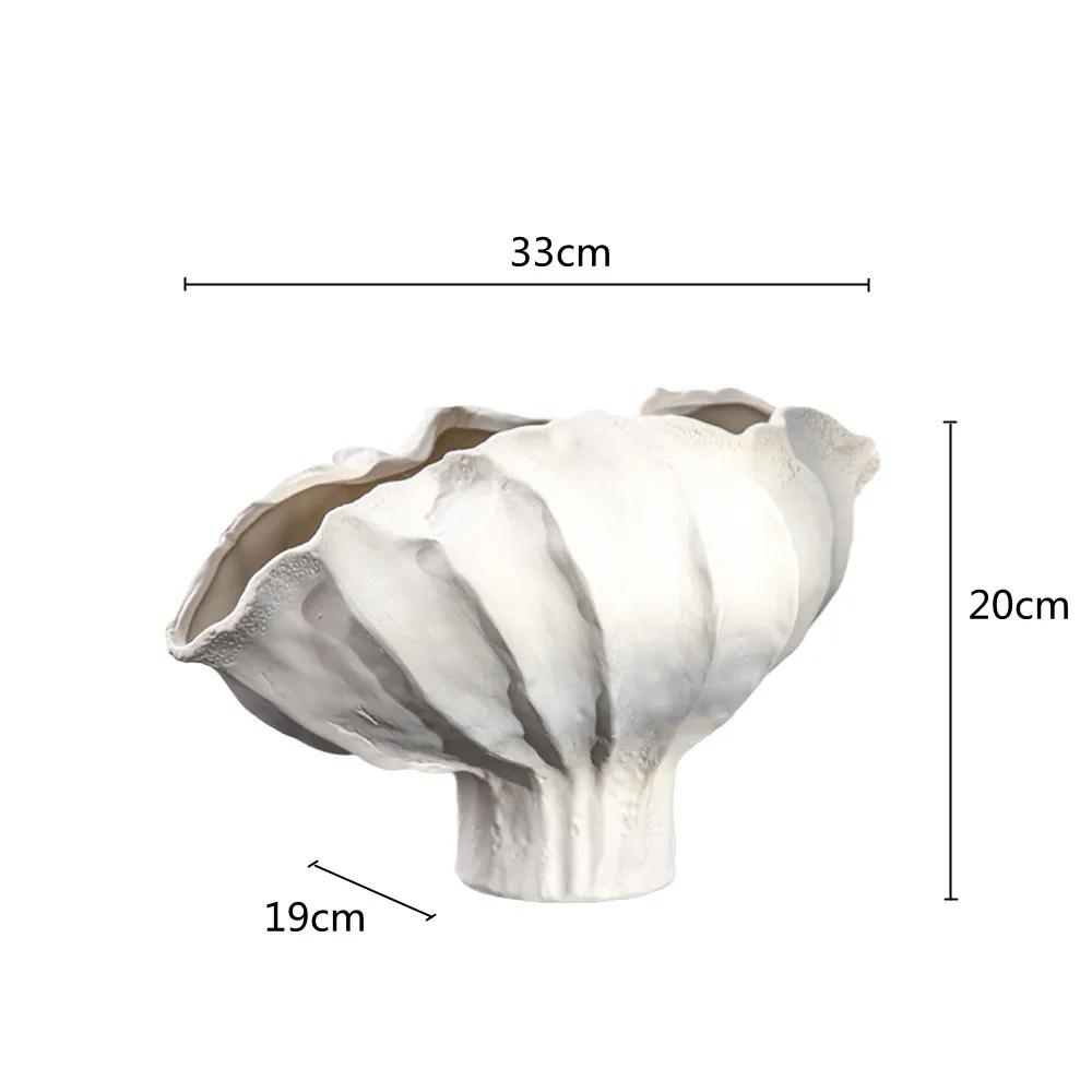 Ceramic Vase Fold Pattern Irregular Flower Wavy Shape Flower Pot Fruit Dish Desktop Storage Organization Home Decoration