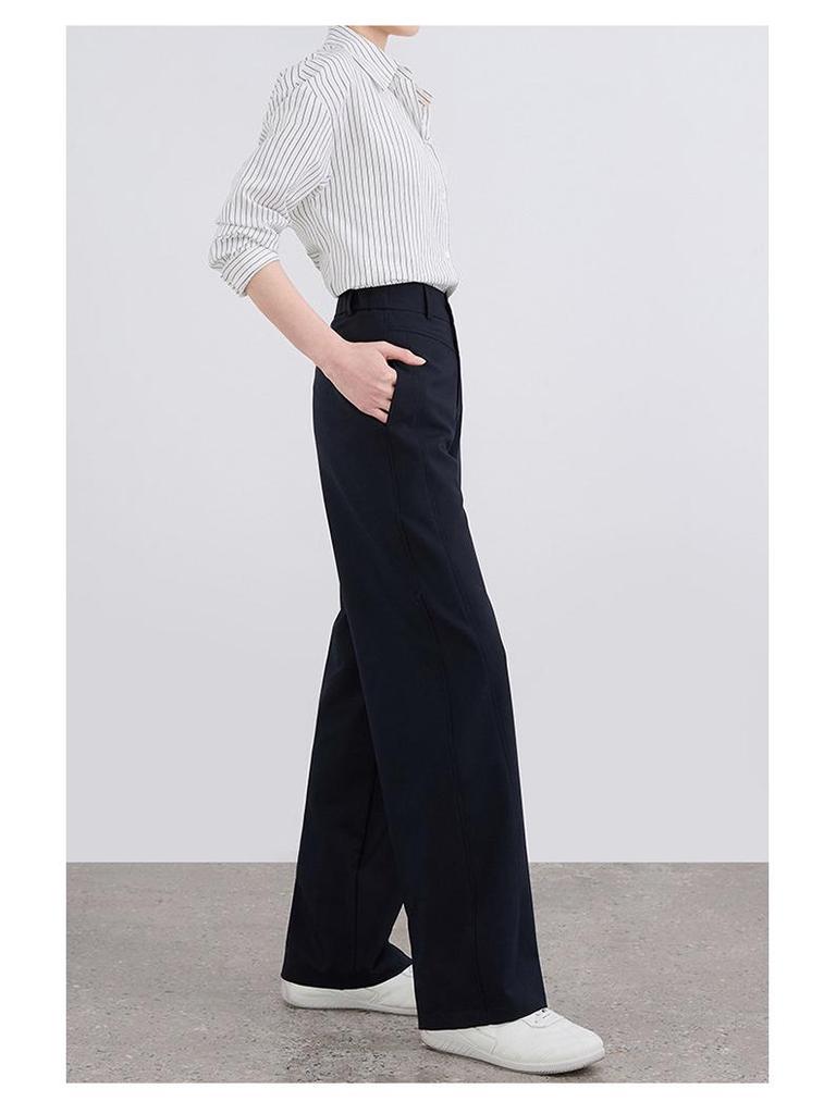 2026 Women's Slimming Wide-Leg Pants: Petite, Nine-Tenths Length, Straight, Loose Casual Fit for Spring and Summer
