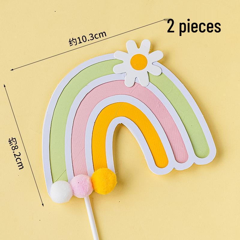 Happy Birthday Rainbow Cake Toppers: Stars, Clouds & Balloons