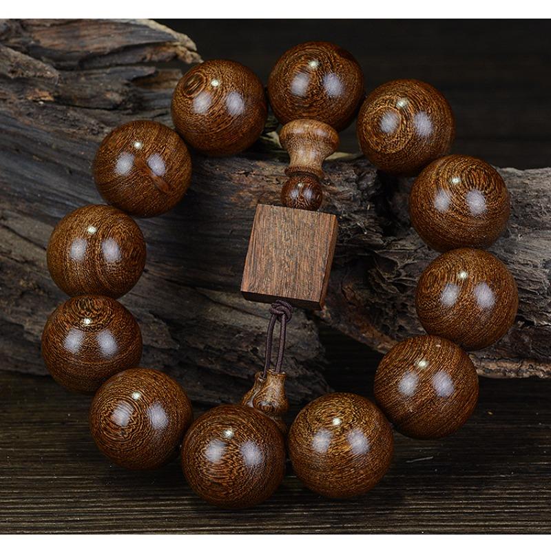Golden Silk Sandalwood Bracelet 2.0 Old Material Wooden Buddha Bead Bracelet for Men and Women Couples Jewelry Sandalwood Rosary Cultural Play Jewelry