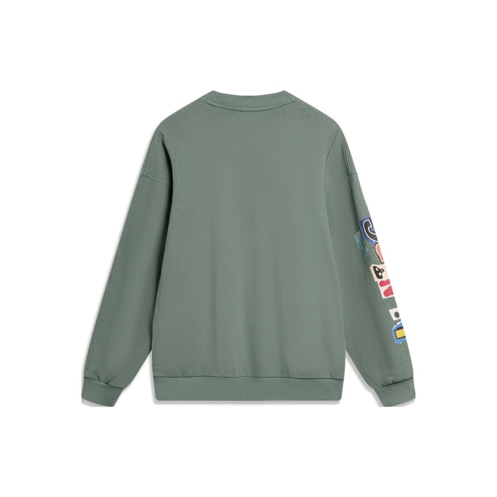 Li Ning Letter Pattern Round Neck Pullover Sweatshirt Men Sweatshirt Qianshan-Cui AWDU137-5